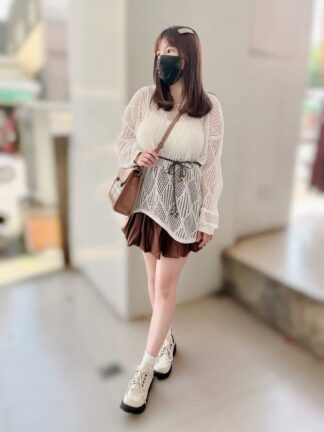 網狀透膚兩件式針織衫