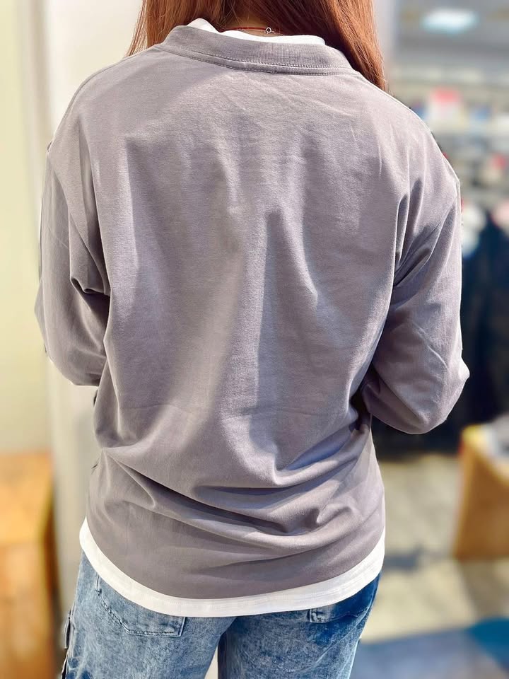 男女適用長袖素色薄T恤 - Image 9