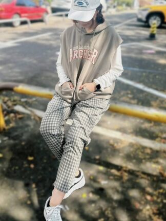 俏皮格紋休閒哈倫褲