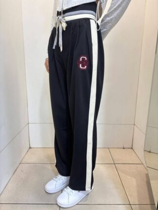 雙色綁帶運動長褲