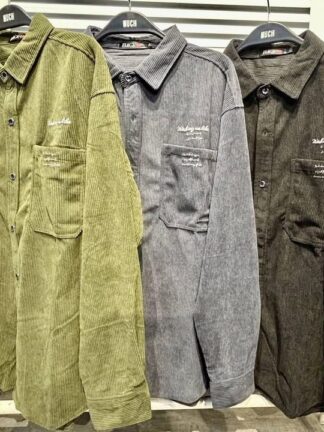 刺繡設計燈心絨襯衫