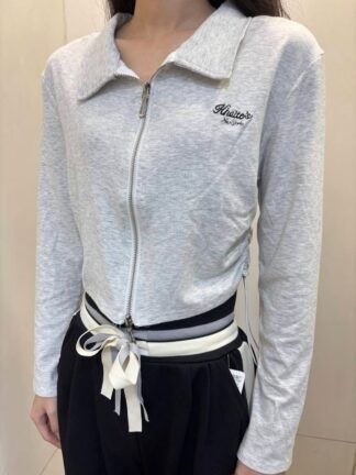 慵懶法式拉鍊上衣