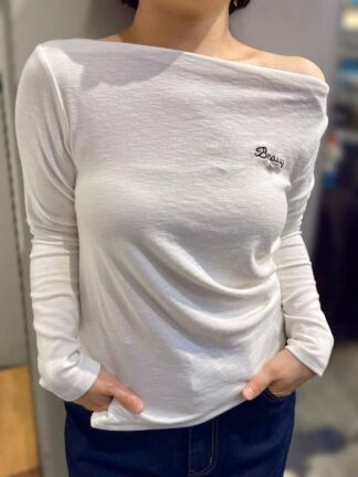 混紡一字領上衣