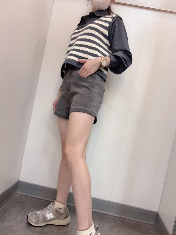 顯瘦視覺效果黑灰短褲 - Image 9