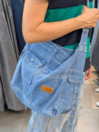 復古牛仔質感側背包