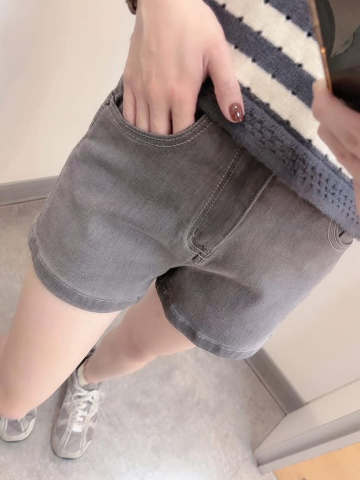 顯瘦視覺效果黑灰短褲 - Image 2