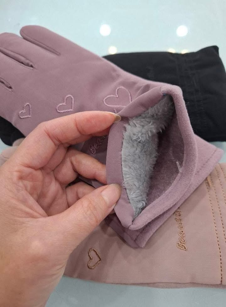 內刷毛質感柔軟手指觸控淑女手套:圖片 7