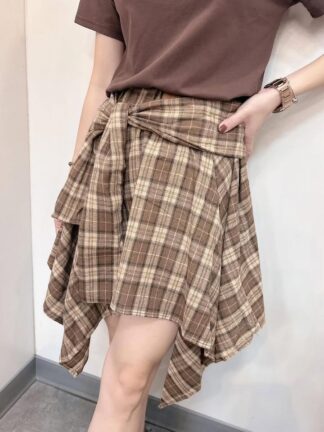 不規則格紋短裙