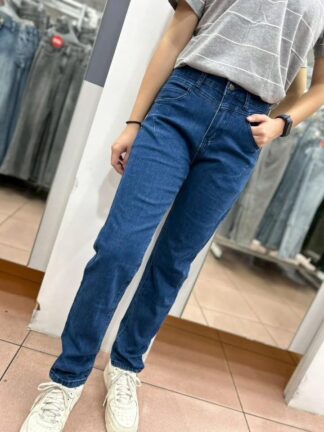 深藍中腰九分褲