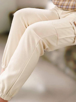 繫帶毛呢哈倫束口褲