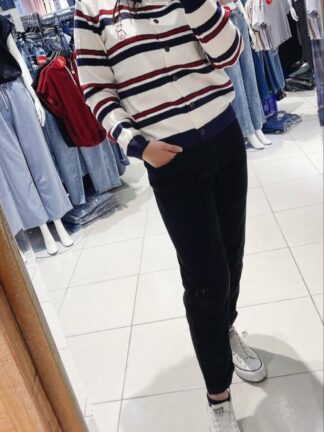 黑白直筒老爹褲