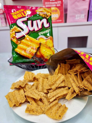 好麗友Sun太陽波浪玉米脆片-大蒜麵包風味