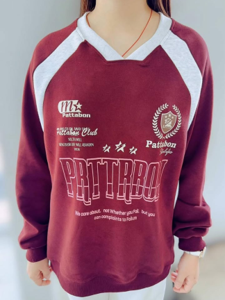 美式棒球風V領大學T