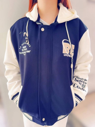 連帽棒球風美式外套加大尺碼