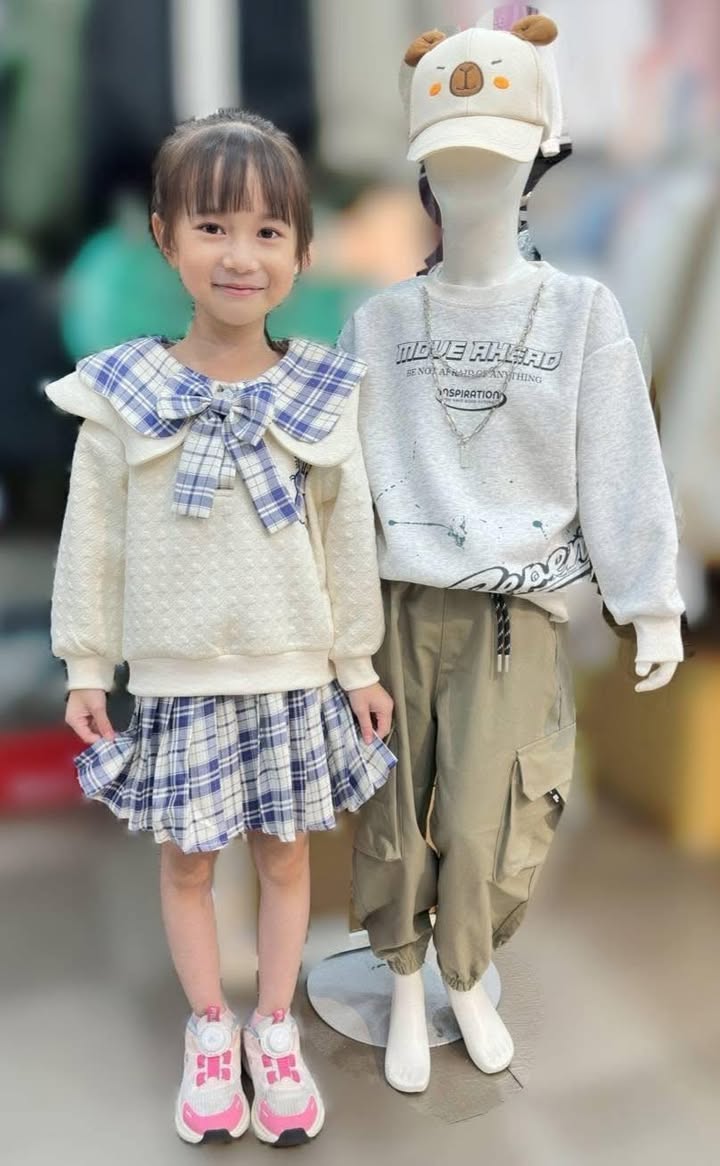 童裝水手服格子休閒套裝:圖片 3