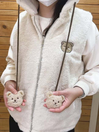 小熊連帽毛絨背心