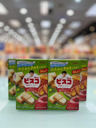 GLICO 乳酸菌奶油夾心餅乾-烤蘋果風味