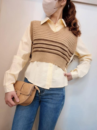 兩件式針織襯衫