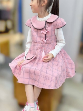 古典風格子洋裝