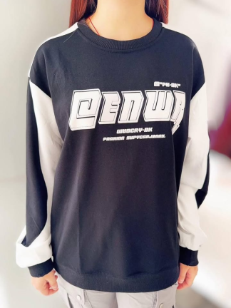 美式賽車拼色大學T