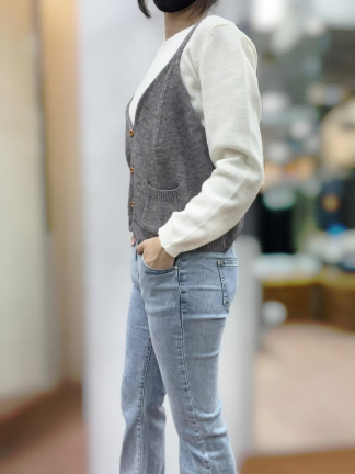 三色兩件式假兩件毛衣