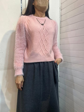 軟萌絨袖編織暖心毛衣