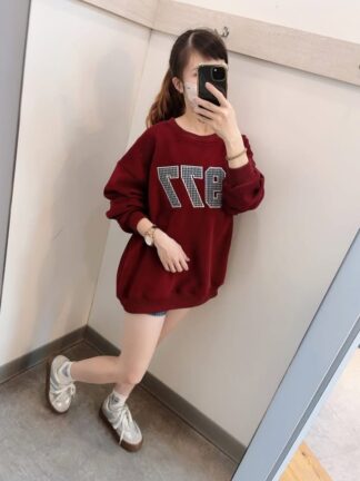 數字刺繡寬大上衣