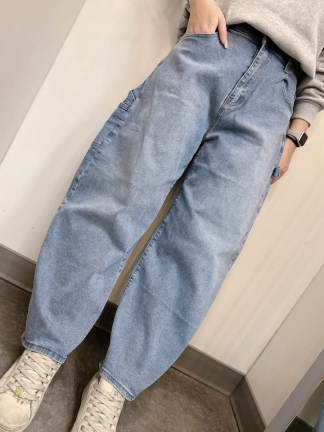 牛仔個性彎刀褲