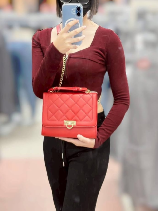 經典菱格紋手提+斜背兩用包