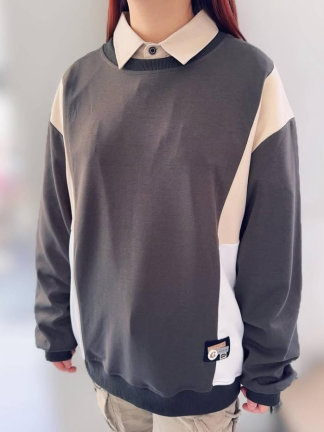 拼色造型寬鬆大學T