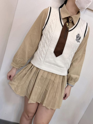 兩件式針織襯衫洋裝