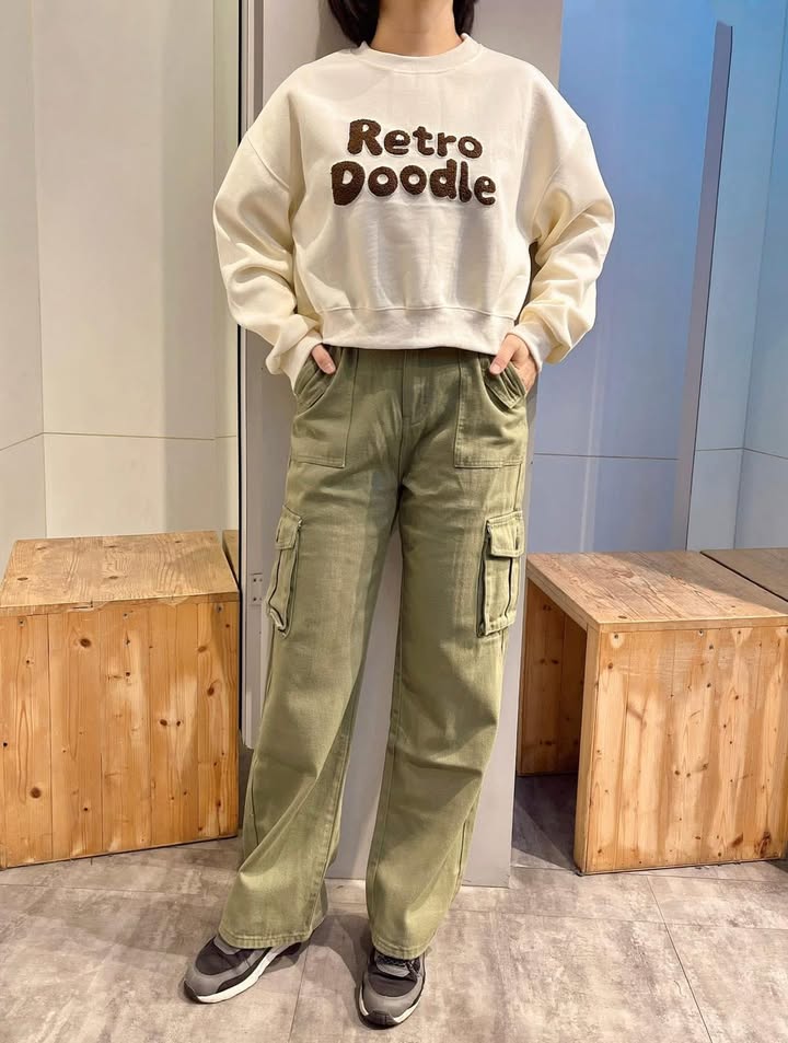 牛仔工裝褲