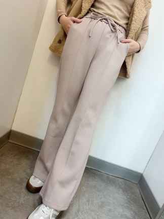 鬆緊高腰小喇叭褲