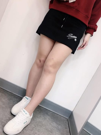 休閒抽繩棉質短裙