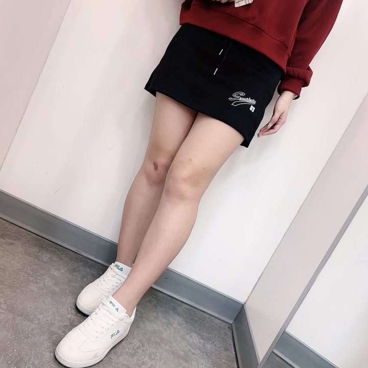 休閒抽繩棉質短裙