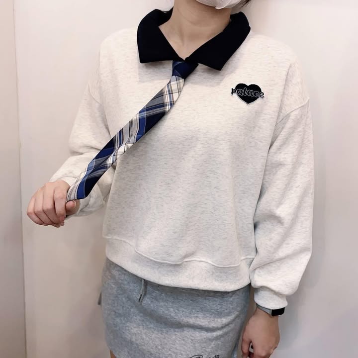 學院風領結拼接上衣:圖片 6