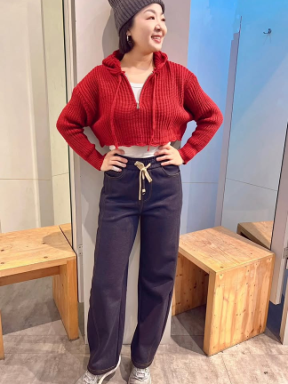 個性毛衣連帽二件式