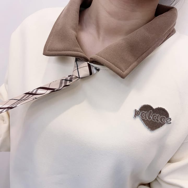 學院風領結拼接上衣:圖片 4