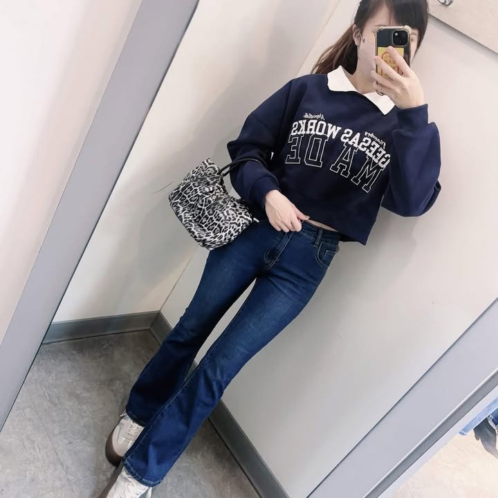 藍色刷毛喇叭褲:圖片 10