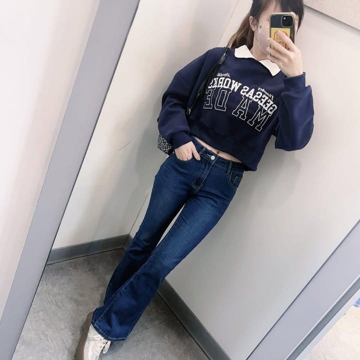 藍色刷毛喇叭褲:圖片 5