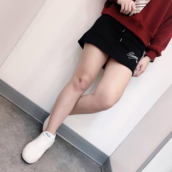休閒抽繩棉質短裙 - Image 3