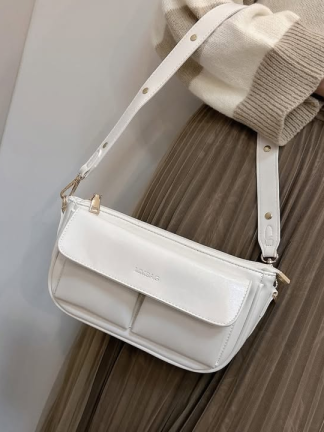 雙口袋方形單肩包