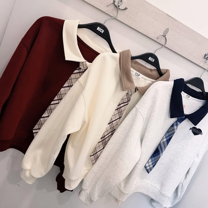 學院風領結拼接上衣:圖片 8