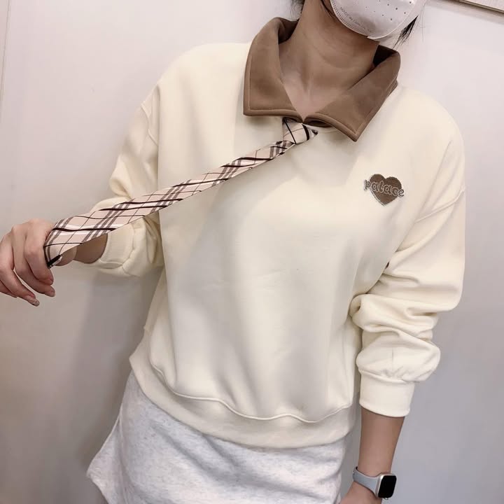 學院風領結拼接上衣:圖片 2