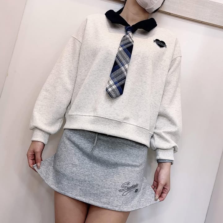 學院風領結拼接上衣:圖片 5
