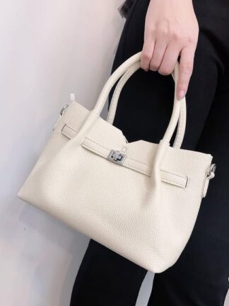 簡約金釦兩用手提斜背包