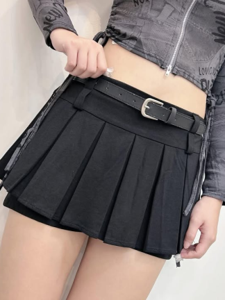 俐落百褶高腰短裙