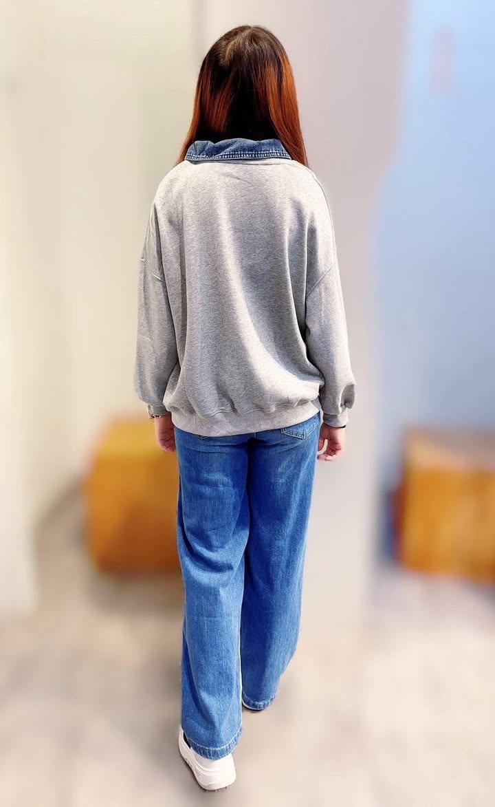 美式拼接立領大學T:圖片 9
