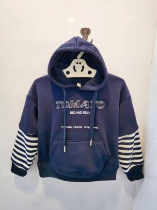 刷毛假兩件式帽T