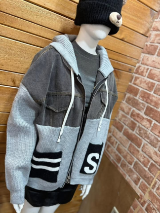 拼接設計連帽外套